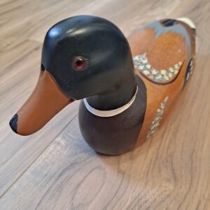 Handcrafted Wooden Mallard Duck Figurine Dads Desk or Office Decor Hand Painted
